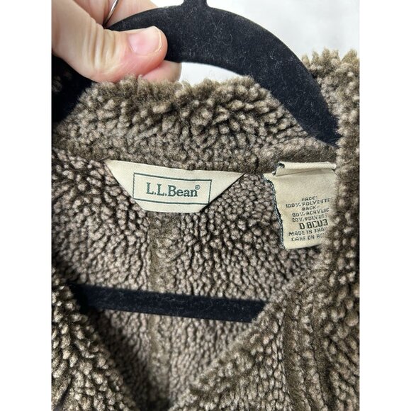 L.L. Bean Faux Shearling Vest Women’s Brown Sherpa Button Up Size Small - Picture 9 of 9